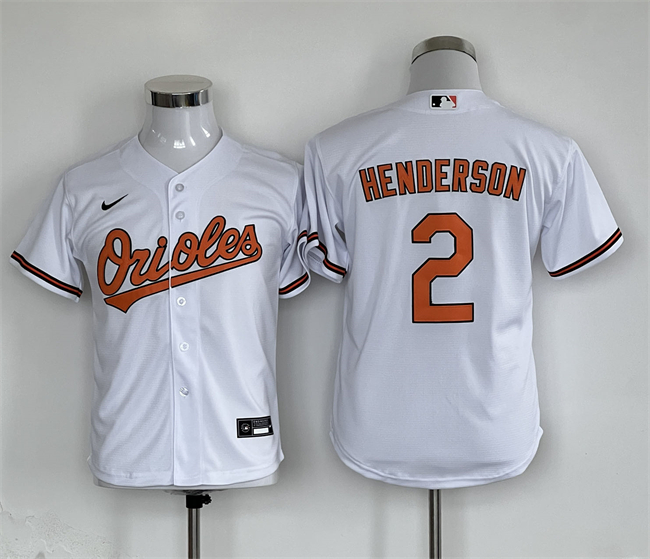 Youth Baltimore Orioles #2 Gunnar Henderson White Stitched Baseball Jersey